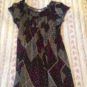 22/24W Purple/Black Dress w/Gold Accents