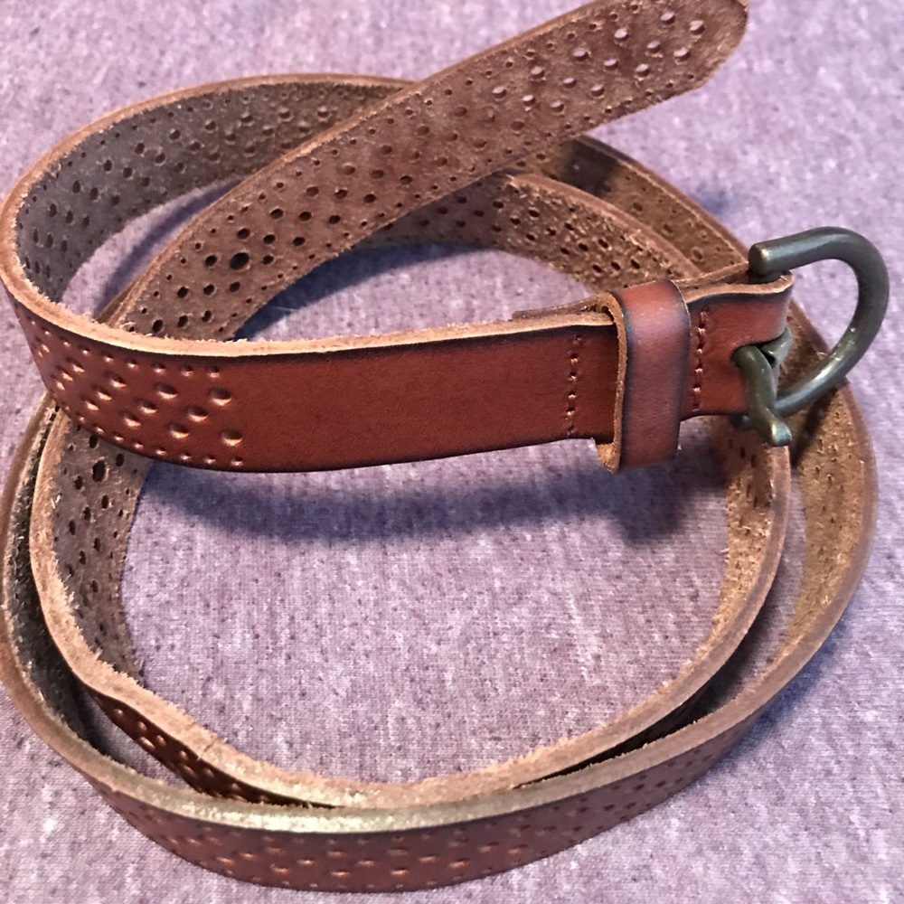 Perforated Brown Leather Belt