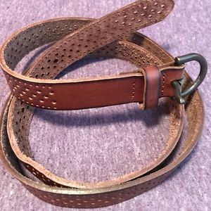 Perforated Brown Leather Belt