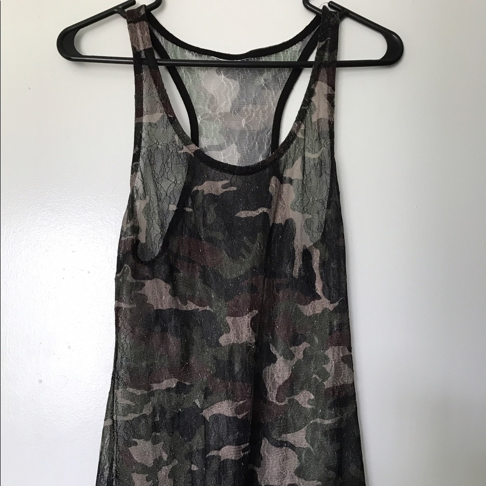Camo lace tank top