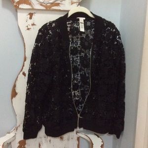 Chicos Black Lace Bomber - Sz. 2