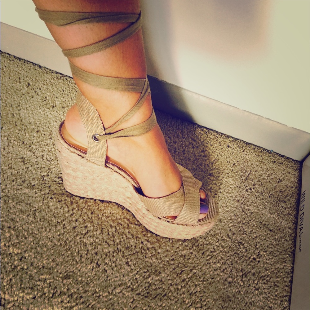 Tan lace up wedges