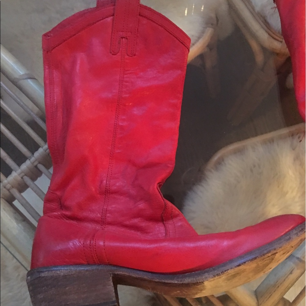 Frye red cowboy boots