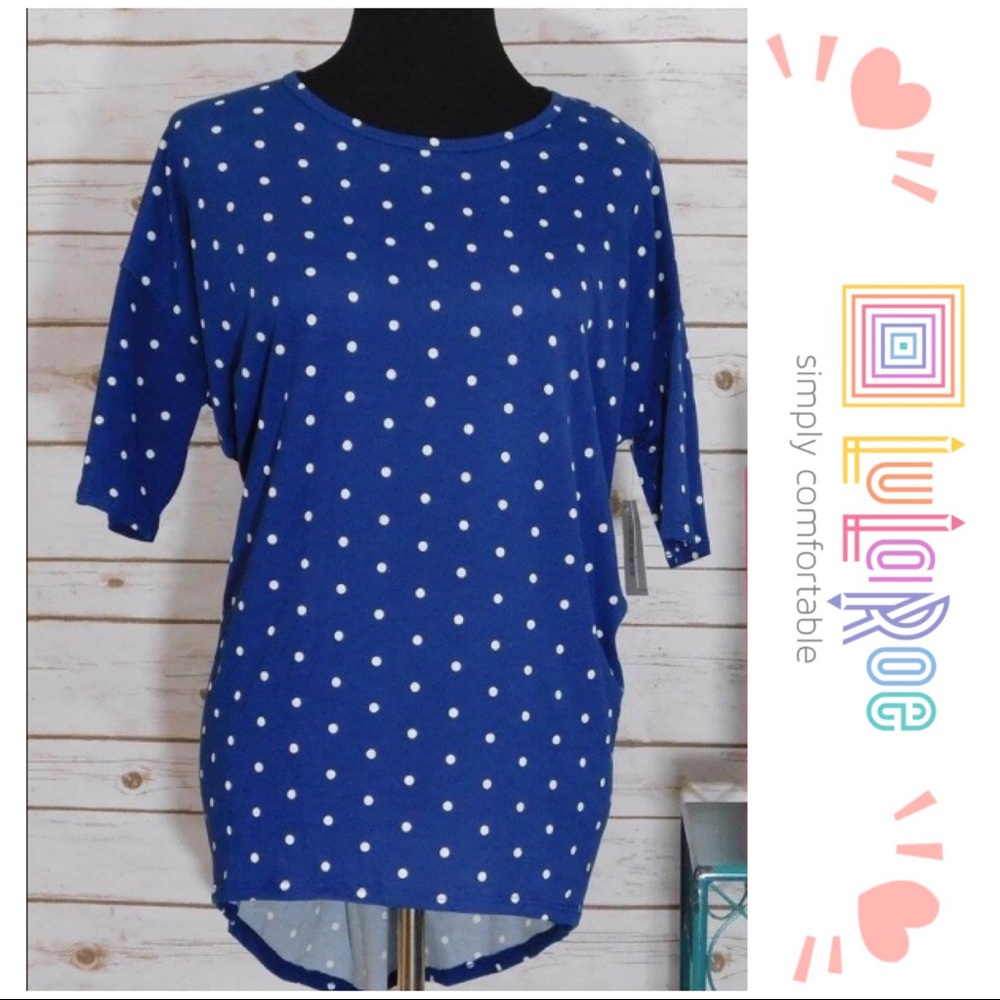Navy Polka Dot LuLaRoe Irma Top