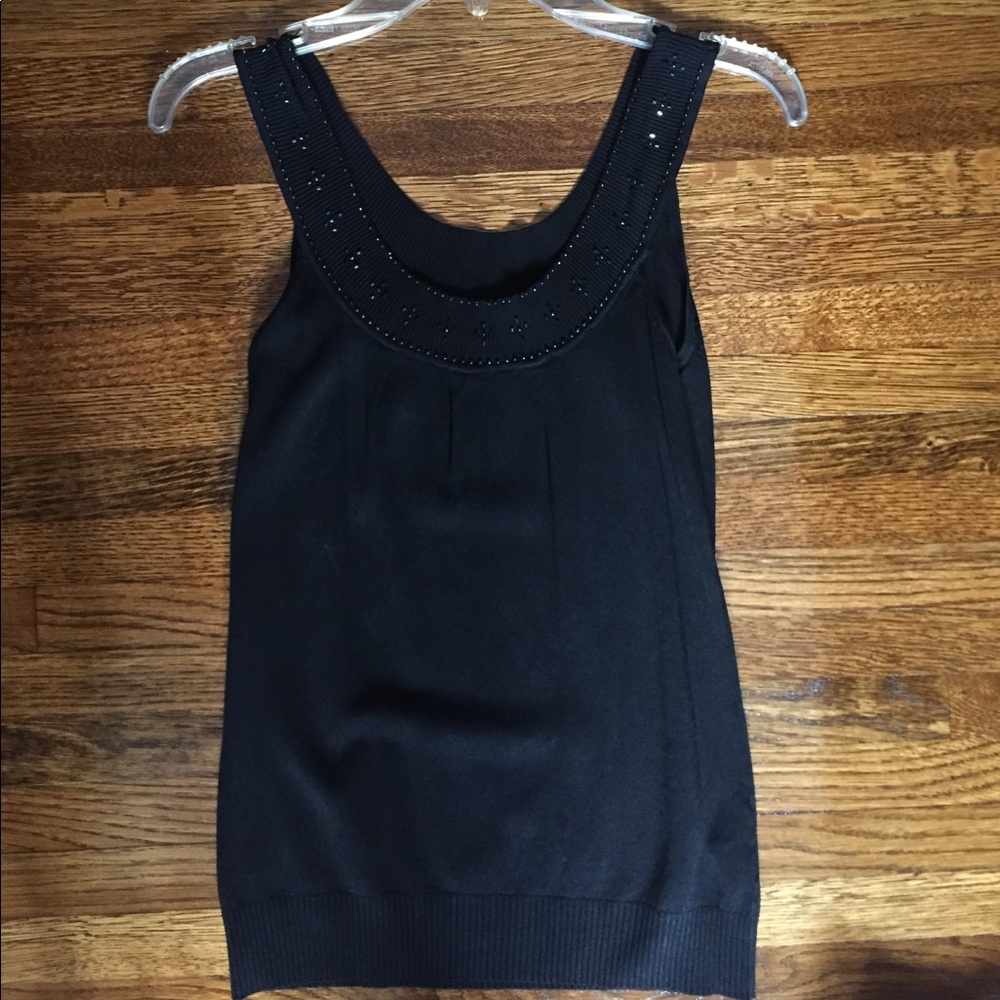 Black goddess tank with beading small