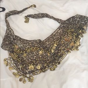 Leopard sarong belly dance swim cover up