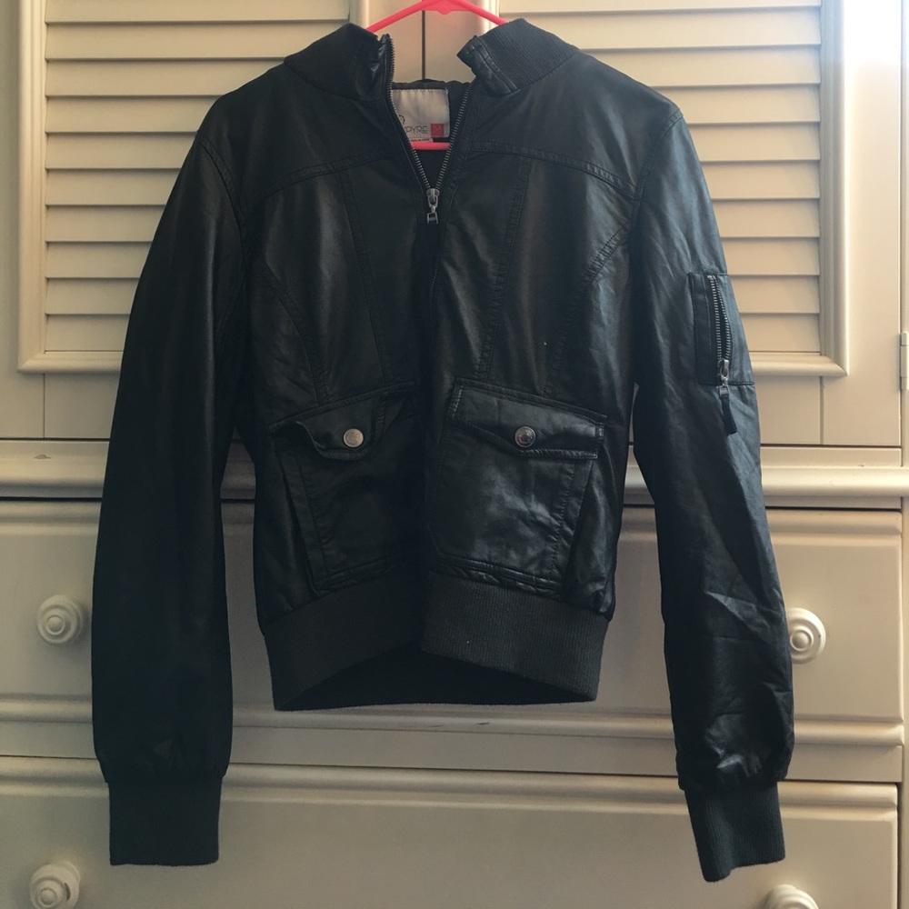 Leather Jacket with a Hood