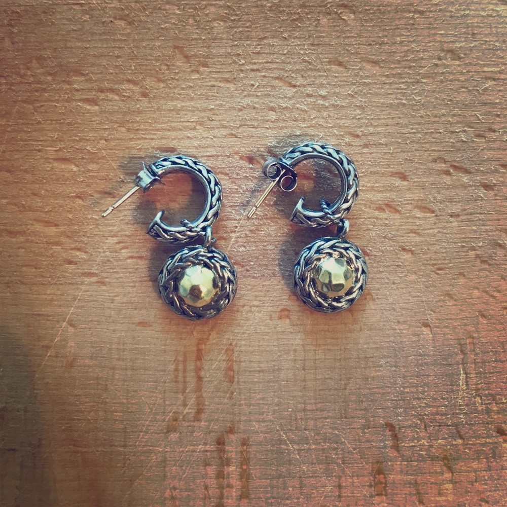 Sterling Silver and 22k Gold John Hardy Earrings