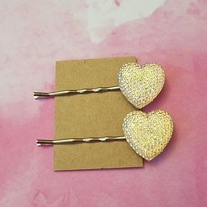 NOT AVAILABLE!! Holographic Heart Bobbi Pins