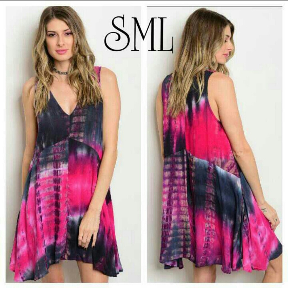 Boutique fuchsia tie dye dress