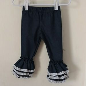 Girl's denim ruffle pants