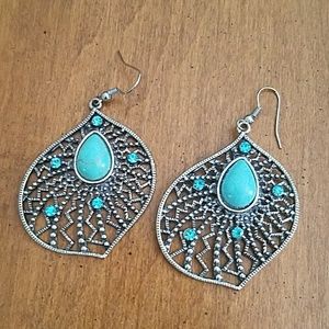 Fossil Silver & turquoise Earings