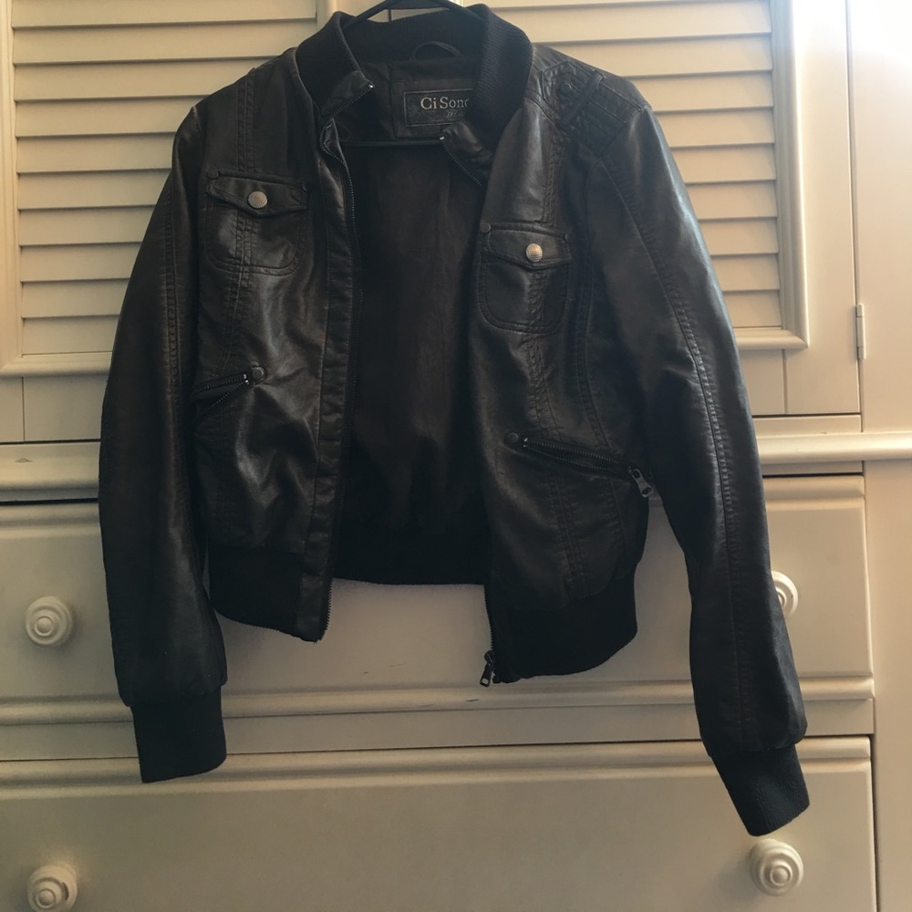 Brown leather jacket