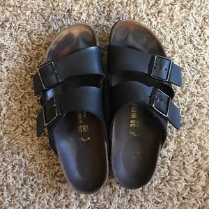 Women's Black Leather Birkenstock Sandals