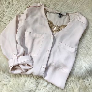 Light pink H&M button down blouse