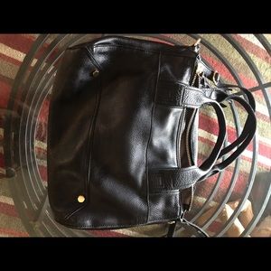 Black leather tote