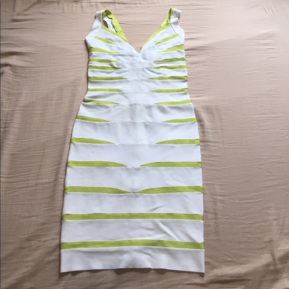 HERVE LEGER Bandage Striped Dress