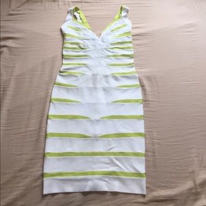 HERVE LEGER Bandage Striped Dress