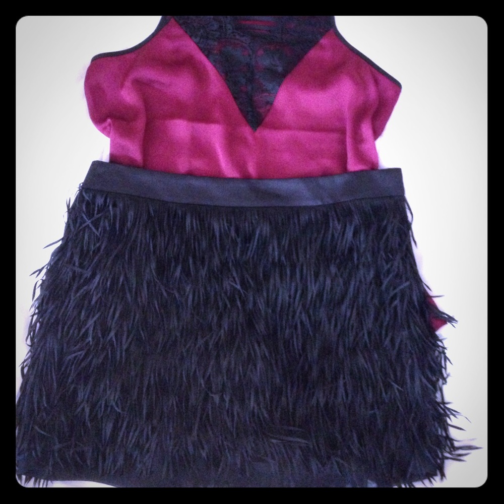NWT black fringe skirt size 8
