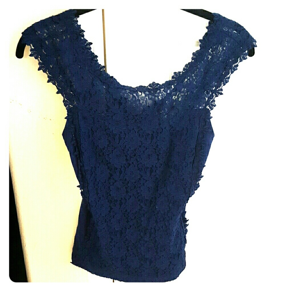 Express blue lace dress top