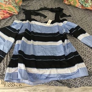 Striped off shoulder shirt