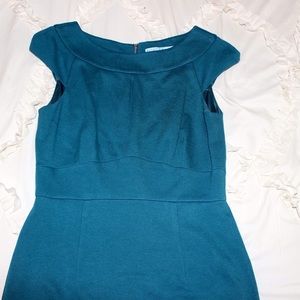 Antonio Melani Teal Sheath Dress with Exposed Zip