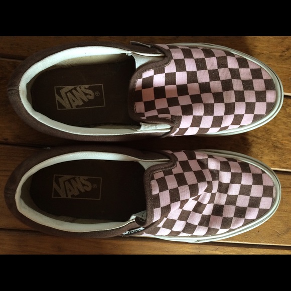 pink and brown checkered vans