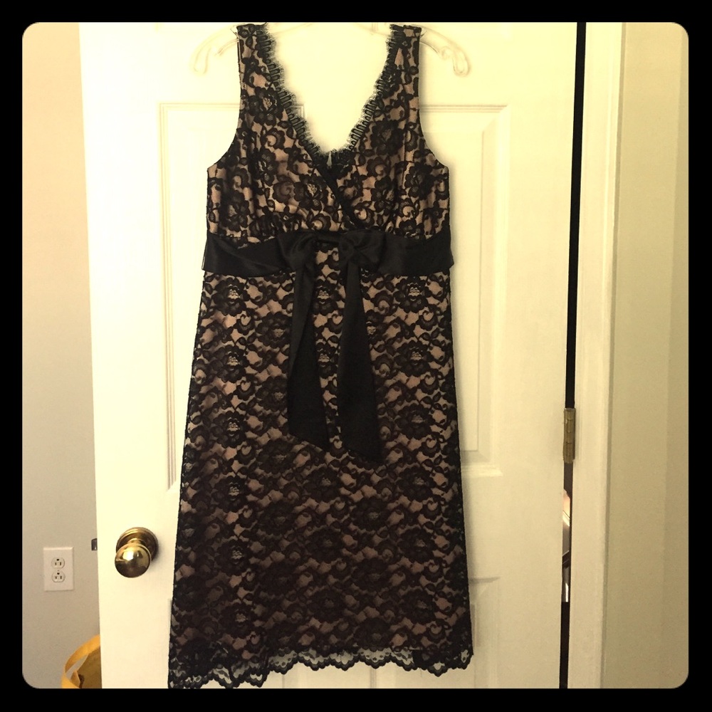 Black Lace Dress- Nude underlay