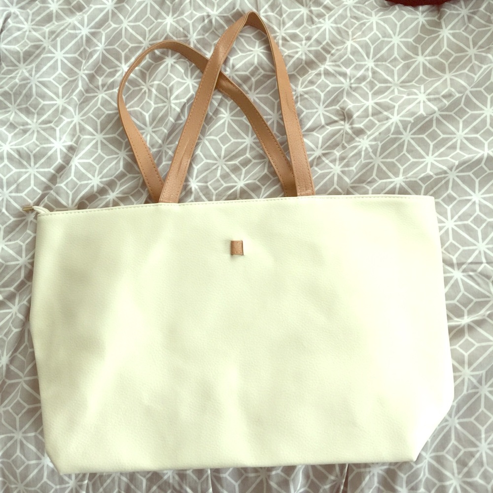 White leather tote