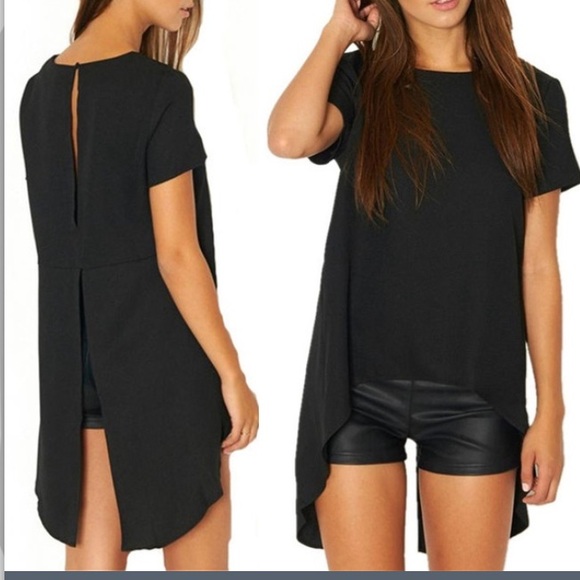 Tops - 😱LAST ONE!😱High-Low Split Back O-Neck Blouse