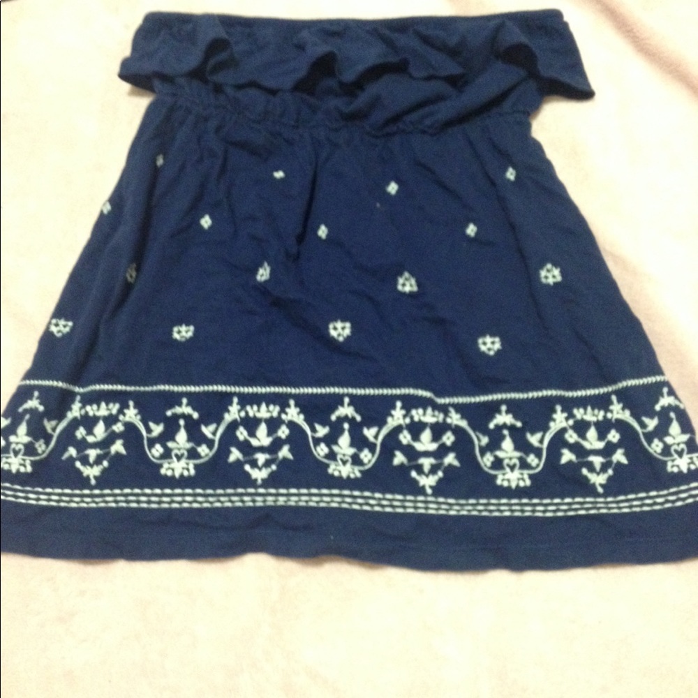 Navy Blue Strapless Top
