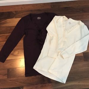 2 J.Crew long sleeve shirts with ruffled neck line