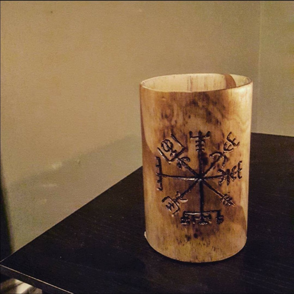 Handmade wooden make-up brush organizer