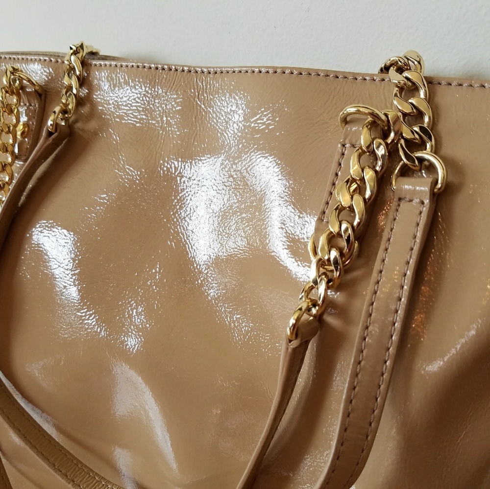 SOLD Michael Kors nude patent leather Jet Set tote