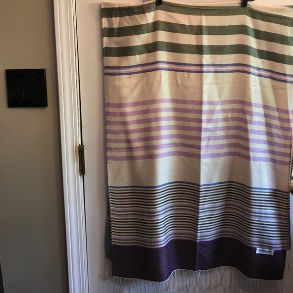 Purple Striped Pashmina Fringed ends NWOT - Picture 1 of 5