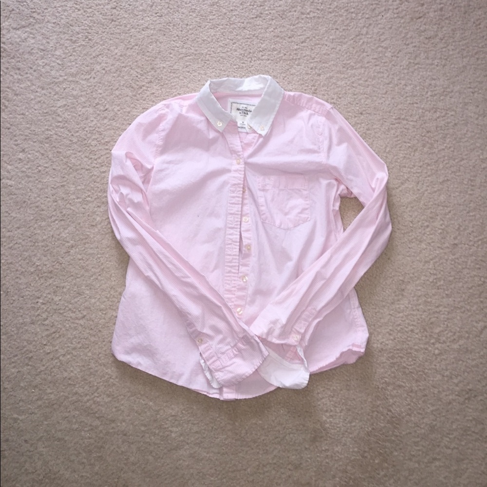 Pink Abercrombie Checkered Button-Up