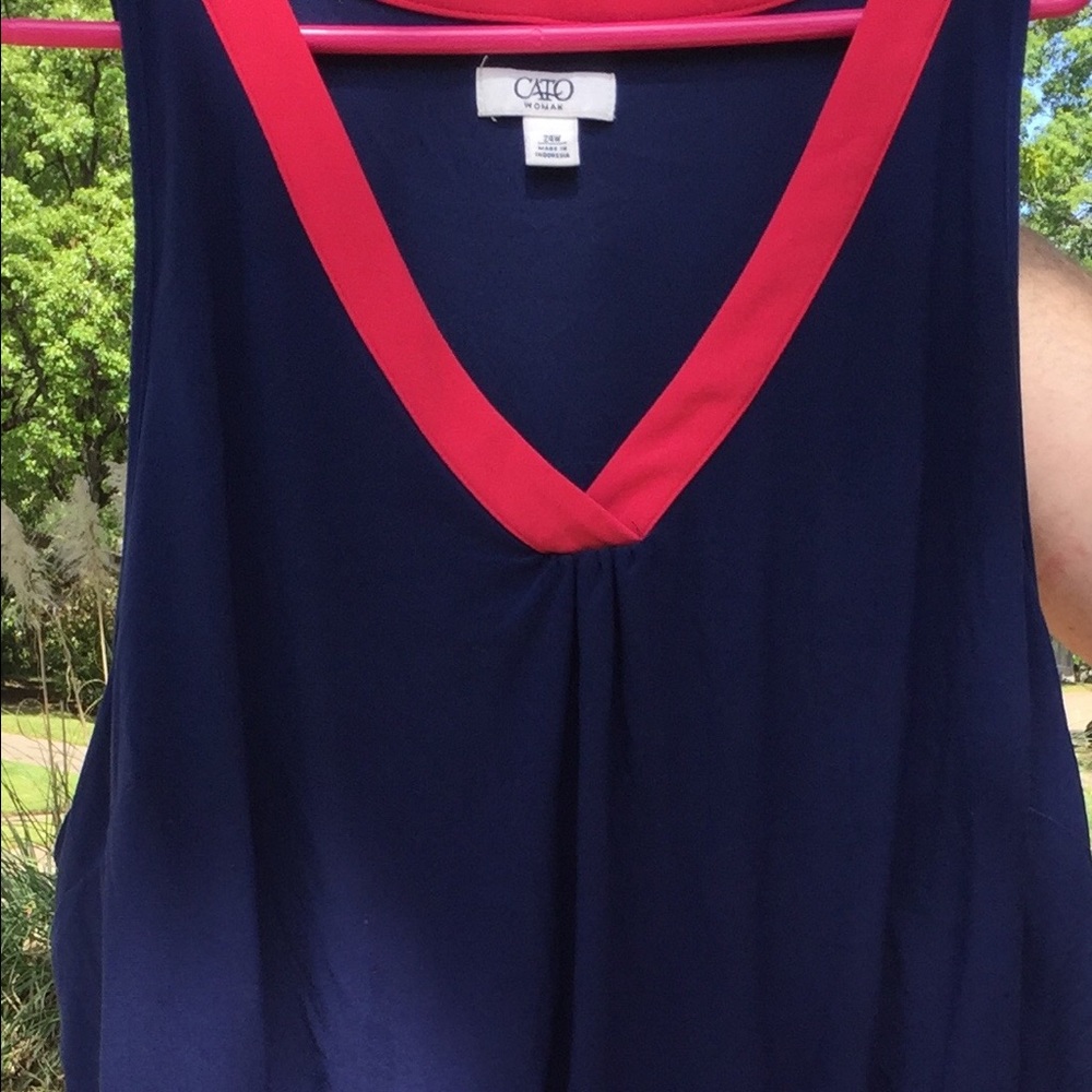 Maxi dress, Cato, blue & pink, w/center slit
