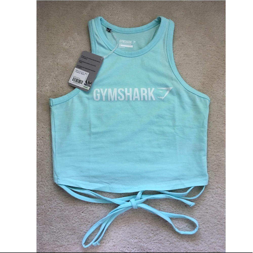 Gymshark Ribbon Crop Top in Pale Turquoise