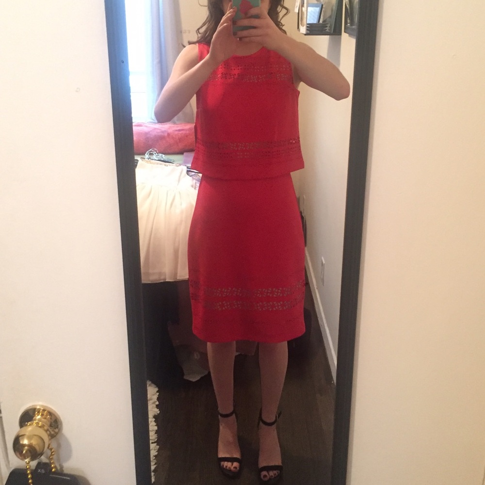 Laser cut pop over dress