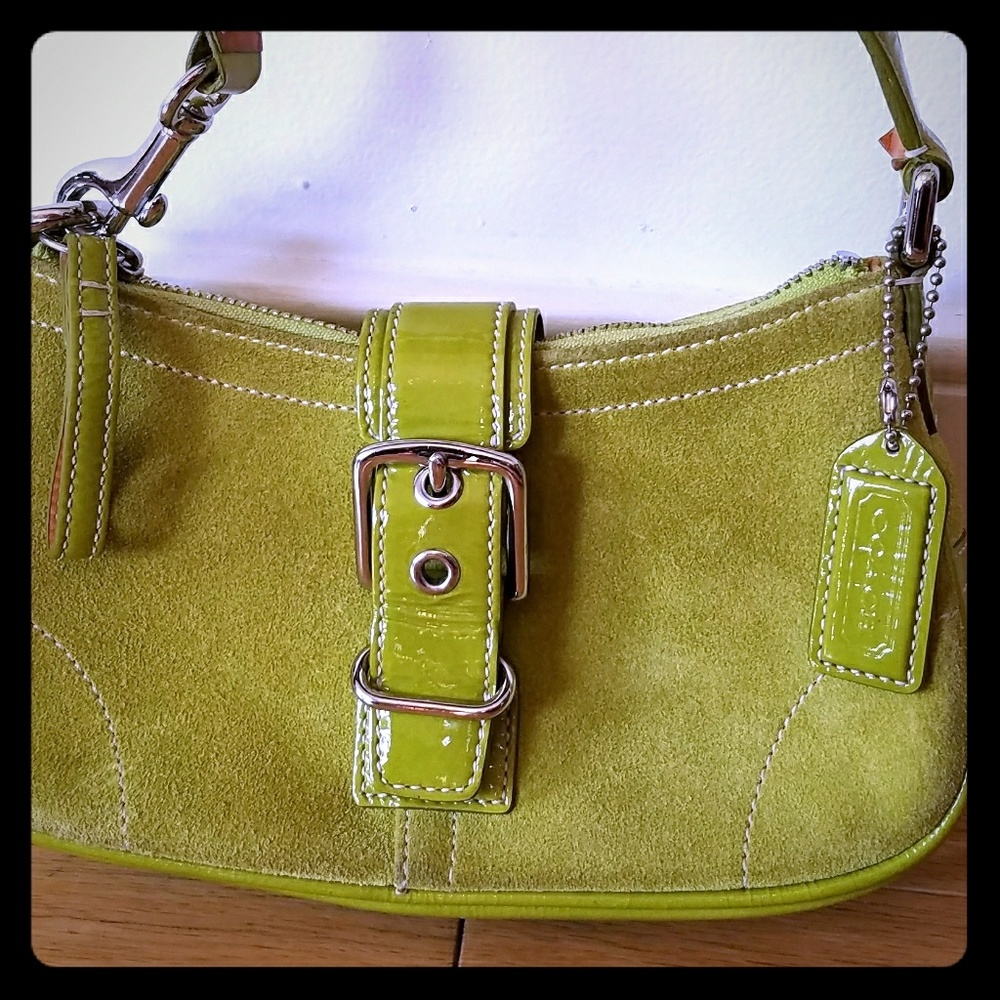 SOLD Coach mini hobo citron chartreuse suede