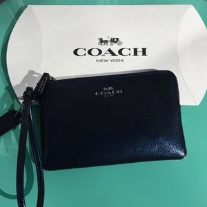 Coach - small blue metallic wristlet