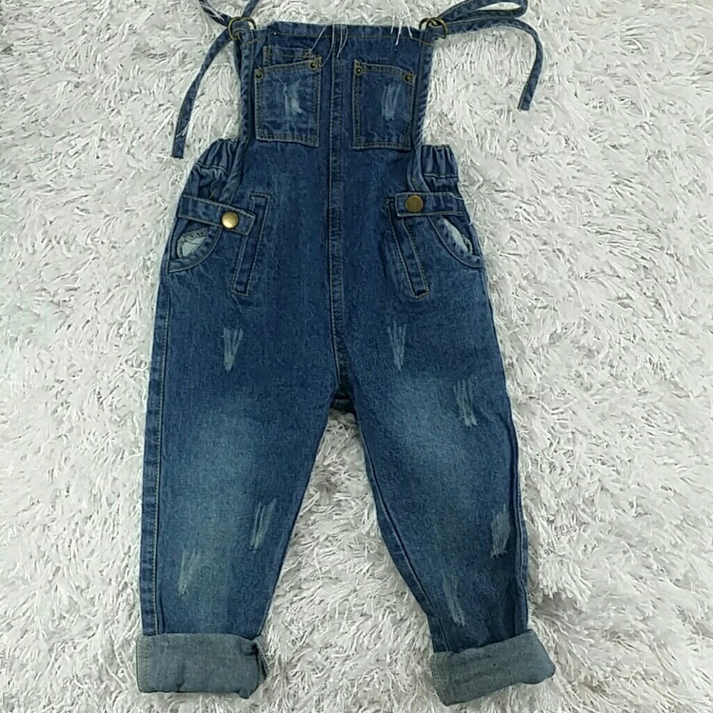 LAST ONE!!! Distressed Denim jumpsuit.  Kids - Picture 2 of 7