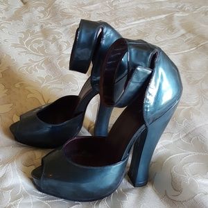 Marc Jacobs metallic teal platform heels size 38