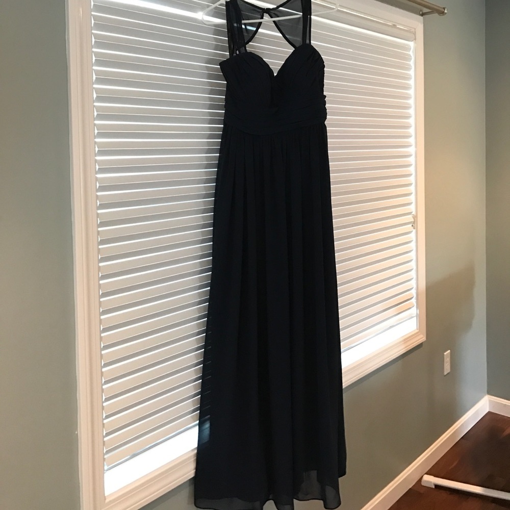 Navy Blue Bill Levcoff bridesmaid dress
