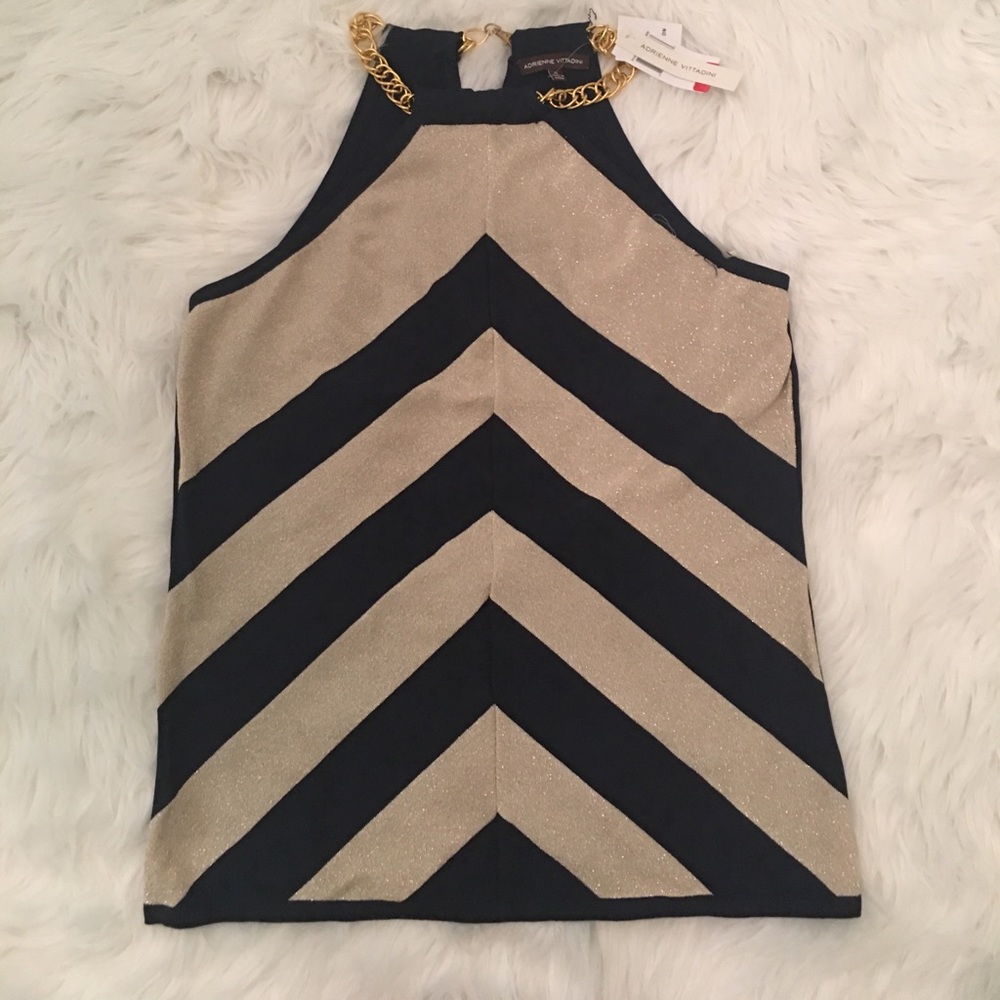Cute Navy and Gold Shimmer Sleeveless Top