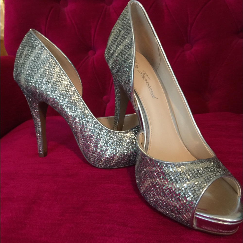 Lulu Townsend Zebra Silver Heels size 7 1/2 NEW