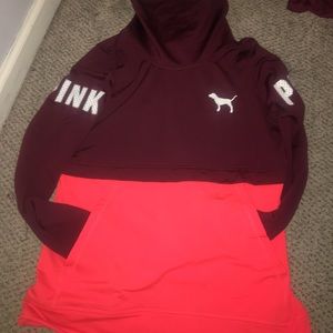 VS Pink Maroon & Coral Cowl Neck Sweatshirt