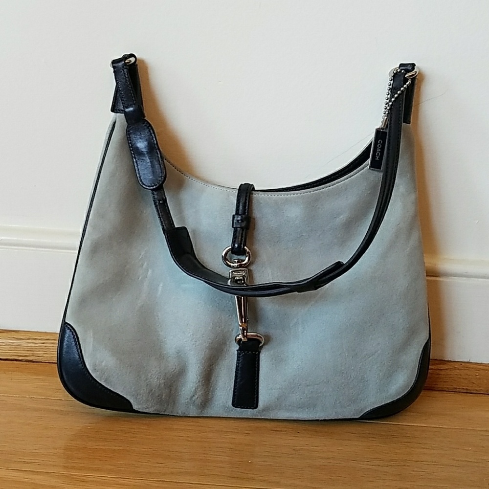 SOLD Elegant Coach Hamptons suede hobo baby blue