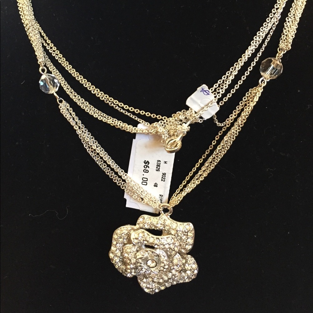 Cache Crystal Floral White Necklace