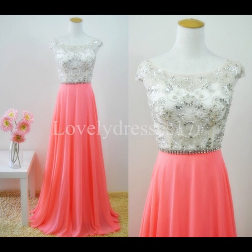 Open Back Floor Length Prom Dress